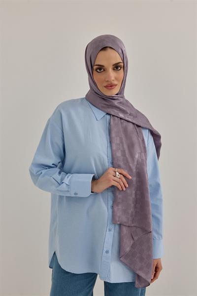 İpeksi Dama Monogram Şal Menekşe