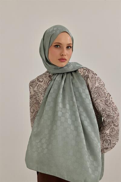 İpeksi Dama Monogram Şal Mint Yeşili