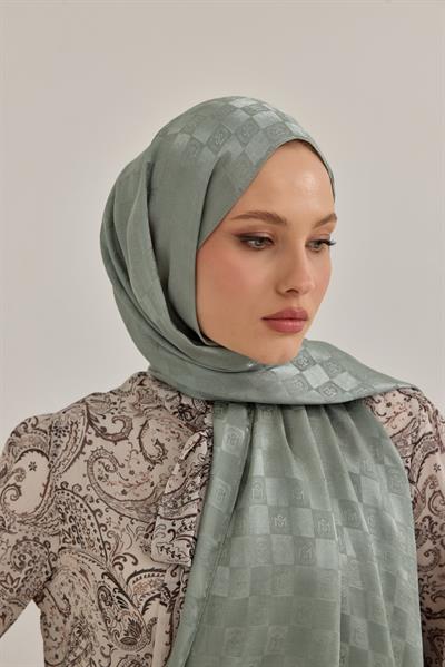 İpeksi Dama Monogram Şal Mint Yeşili