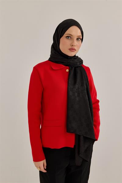 İpeksi Dama Monogram Şal Siyah