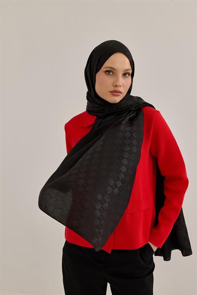 İpeksi Dama Monogram Şal Siyah