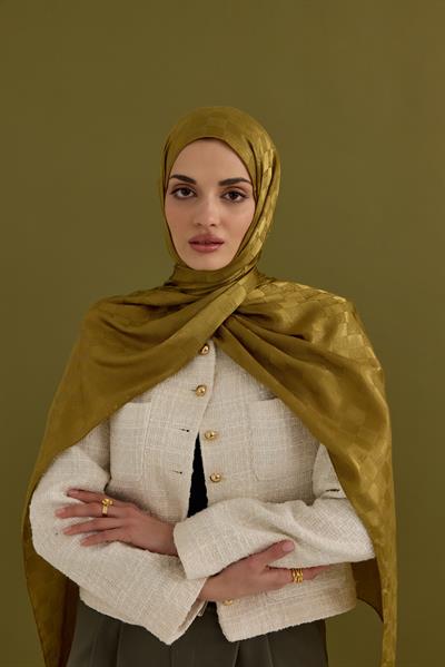 İpeksi Dama Monogram Şal Yağ Yeşili