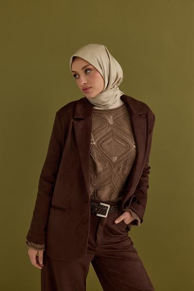 İpeksi Nokta Monogram Eşarp Adaçayı