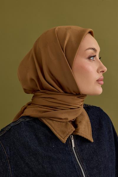 İpeksi Nokta Monogram Eşarp Camel