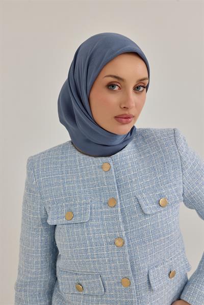 İpeksi Nokta Monogram Eşarp İndigo