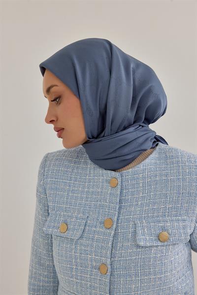 İpeksi Nokta Monogram Eşarp İndigo