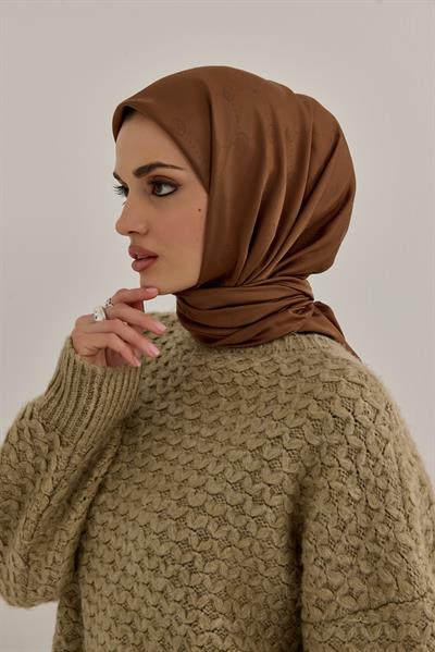 İpeksi Nokta Monogram Eşarp Mocha