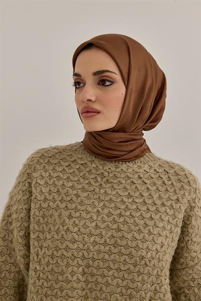 İpeksi Nokta Monogram Eşarp Mocha