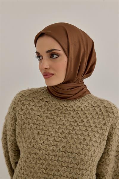 İpeksi Nokta Monogram Eşarp Mocha