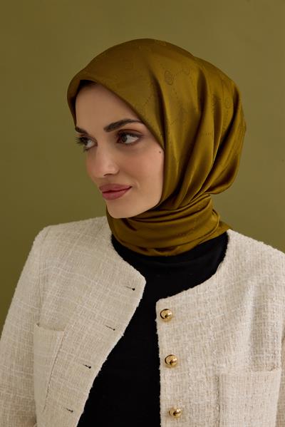 İpeksi Nokta Monogram Eşarp Oil