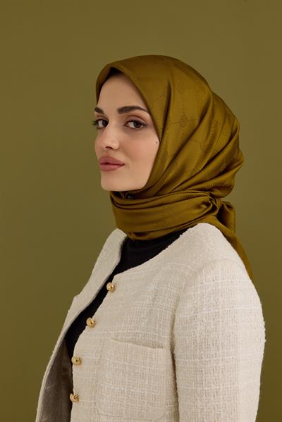 İpeksi Nokta Monogram Eşarp Oil