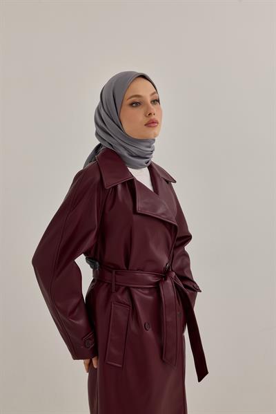 İpeksi Nokta Monogram Eşarp Puslu Gri