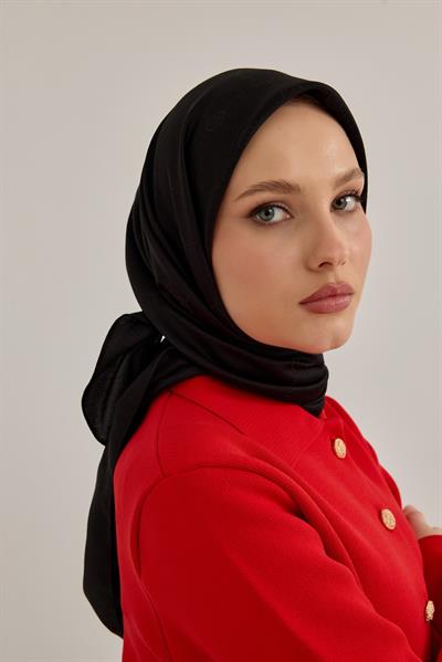 İpeksi Nokta Monogram Eşarp Siyah