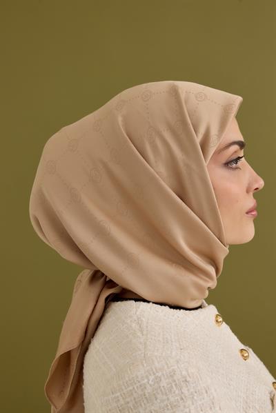 İpeksi Nokta Monogram Eşarp Vizon