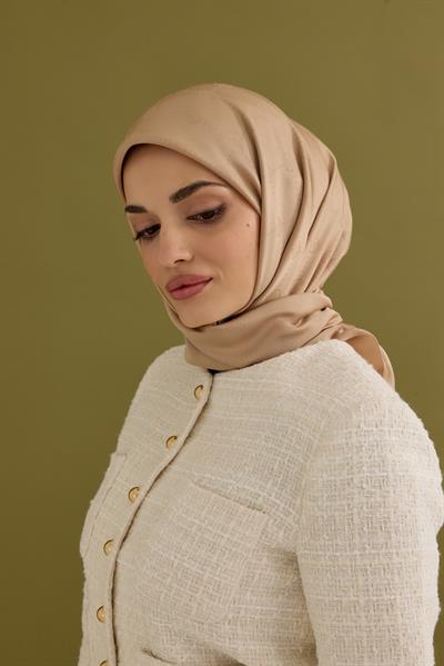 İpeksi Nokta Monogram Eşarp Vizon