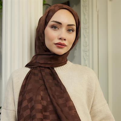 Ivory Desen İpeksi Jakar Şal Acı Kahve