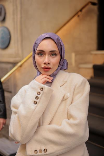 Ivory Desen İpeksi Jakar Şal Menekşe
