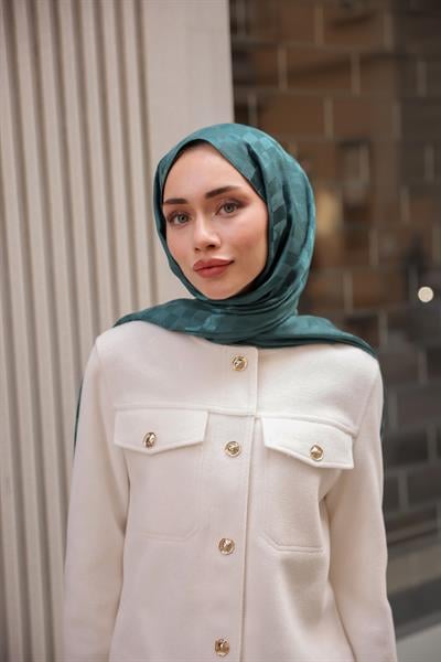 Ivory Desen İpeksi Jakar Şal Petrol Yeşil