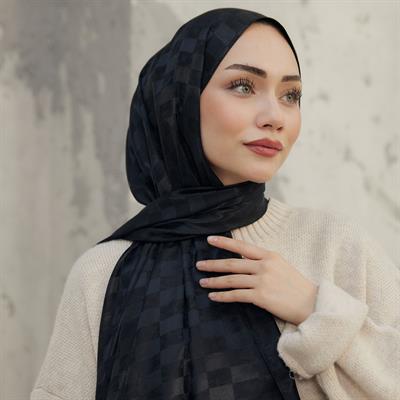 Ivory Desen İpeksi Jakar Şal Siyah