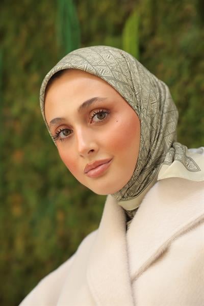 Kaşe Desenli Pamuk Eşarp Adaçayı