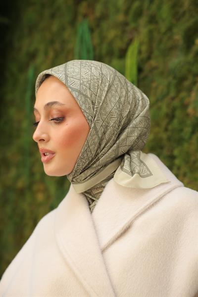 Kaşe Desenli Pamuk Eşarp Adaçayı