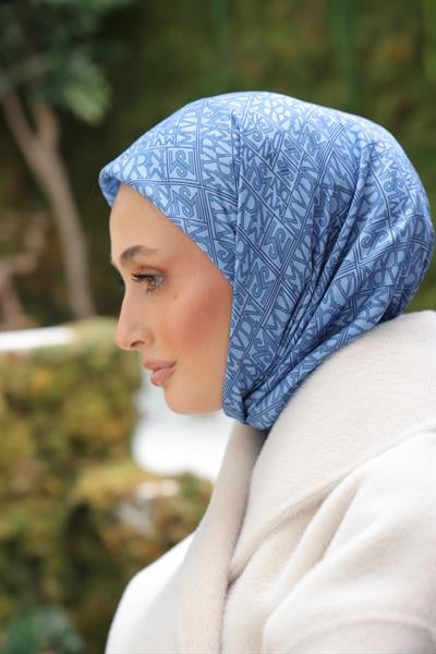 Kaşe Desenli Pamuk Eşarp Blue