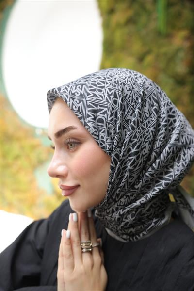 Kaşe Desenli Pamuk Eşarp Gümüş