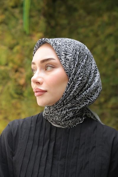 Kaşe Desenli Pamuk Eşarp Gümüş