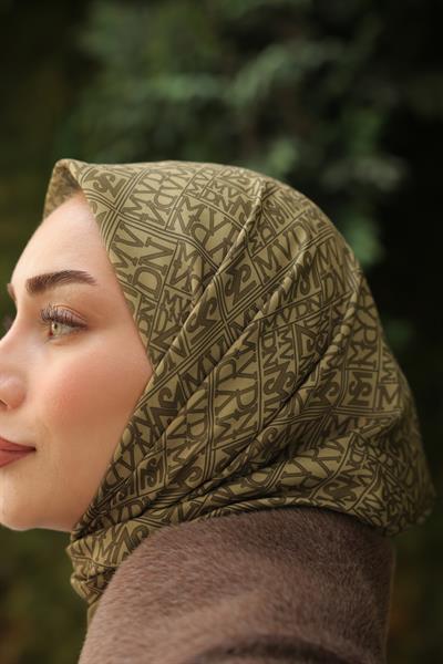 Kaşe Desenli Pamuk Eşarp Koyu Yeşil