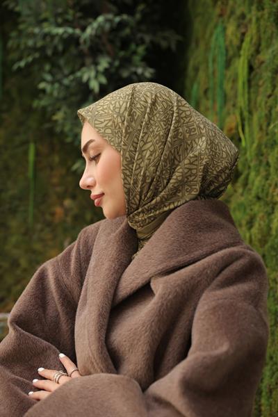 Kaşe Desenli Pamuk Eşarp Koyu Yeşil