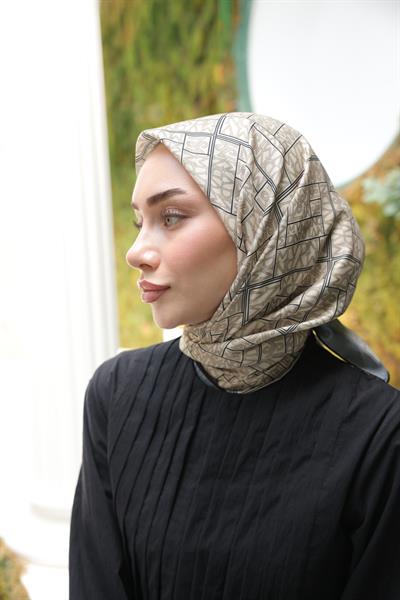 Kaşe Desenli Pamuk Eşarp Krem