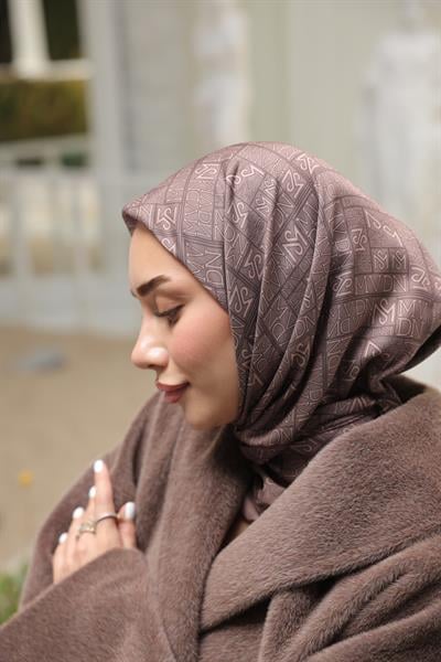 Kaşe Desenli Pamuk Eşarp Mocha