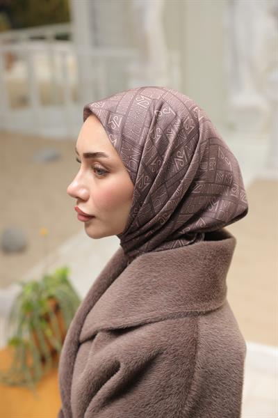 Kaşe Desenli Pamuk Eşarp Mocha