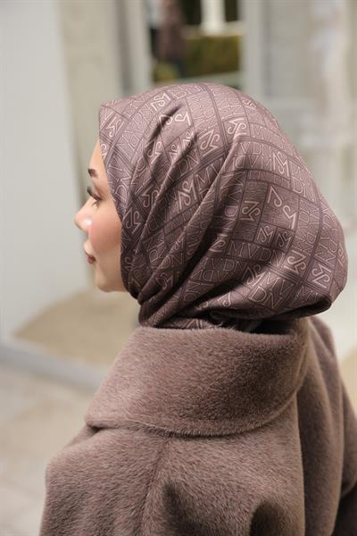 Kaşe Desenli Pamuk Eşarp Mocha