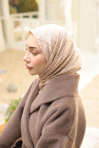 Kaşe Desenli Pamuk Eşarp Nude