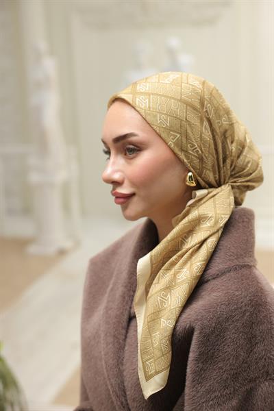 Kaşe Desenli Pamuk Eşarp Sarı