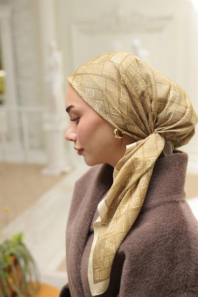 Kaşe Desenli Pamuk Eşarp Sarı