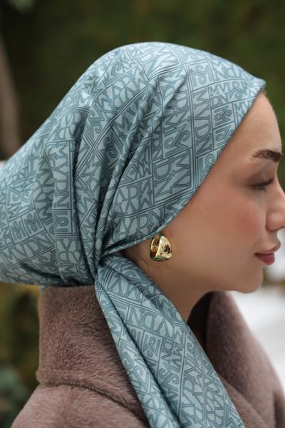 Kaşe Desenli Pamuk Eşarp Su Yeşili