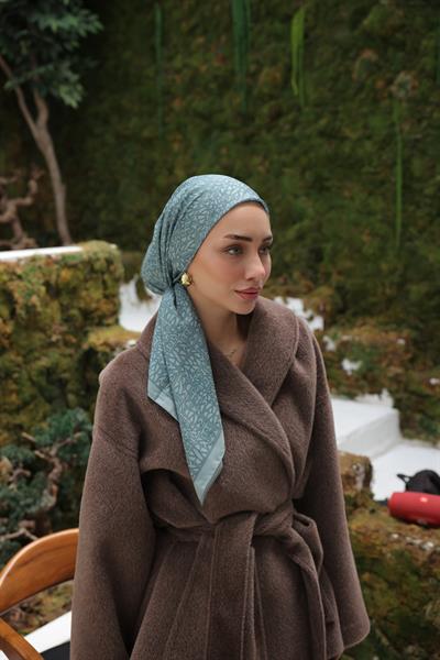 Kaşe Desenli Pamuk Eşarp Su Yeşili