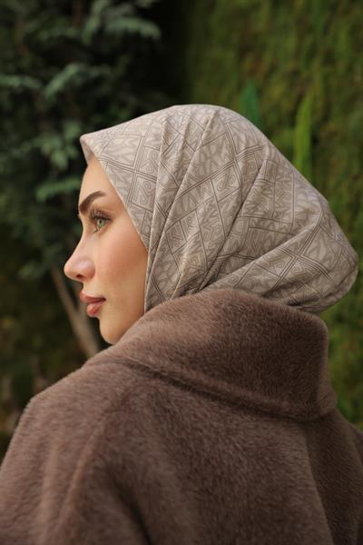 Kaşe Desenli Pamuk Eşarp Taş