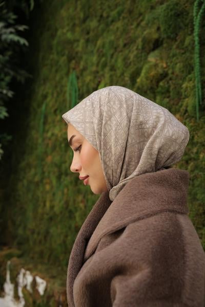 Kaşe Desenli Pamuk Eşarp Taş