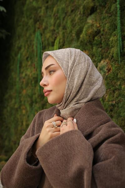 Kaşe Desenli Pamuk Eşarp Taş