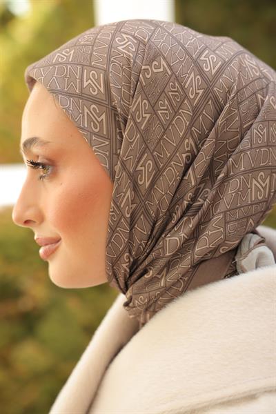 Kaşe Desenli Pamuk Eşarp Toprak