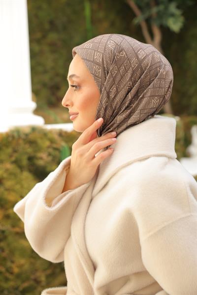 Kaşe Desenli Pamuk Eşarp Toprak