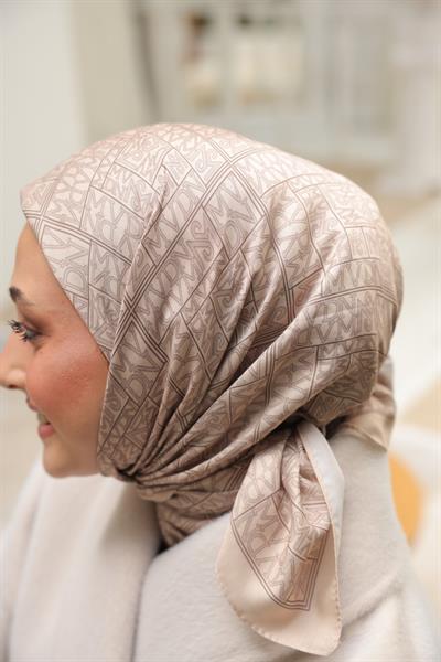 Kaşe Desenli Pamuk Eşarp Vizon