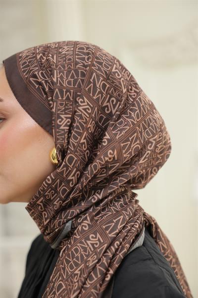 Kaşe Desenli Pamuk Şal Acı Kahve