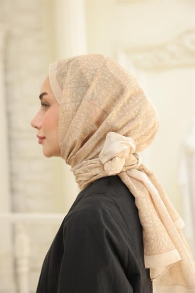 Kaşe Desenli Pamuk Şal Bej