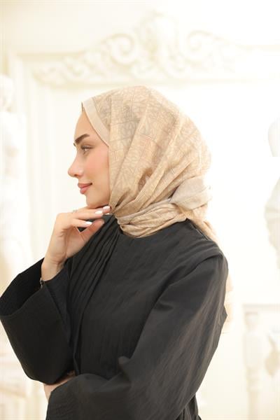 Kaşe Desenli Pamuk Şal Bej