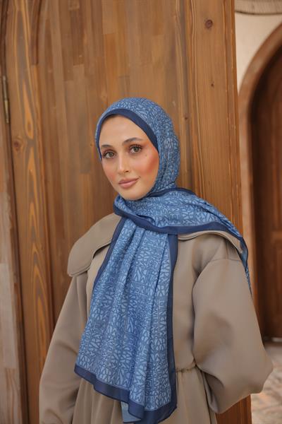 Kaşe Desenli Pamuk Şal Blue