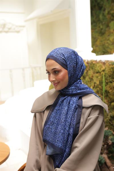 Kaşe Desenli Pamuk Şal Gece Mavisi